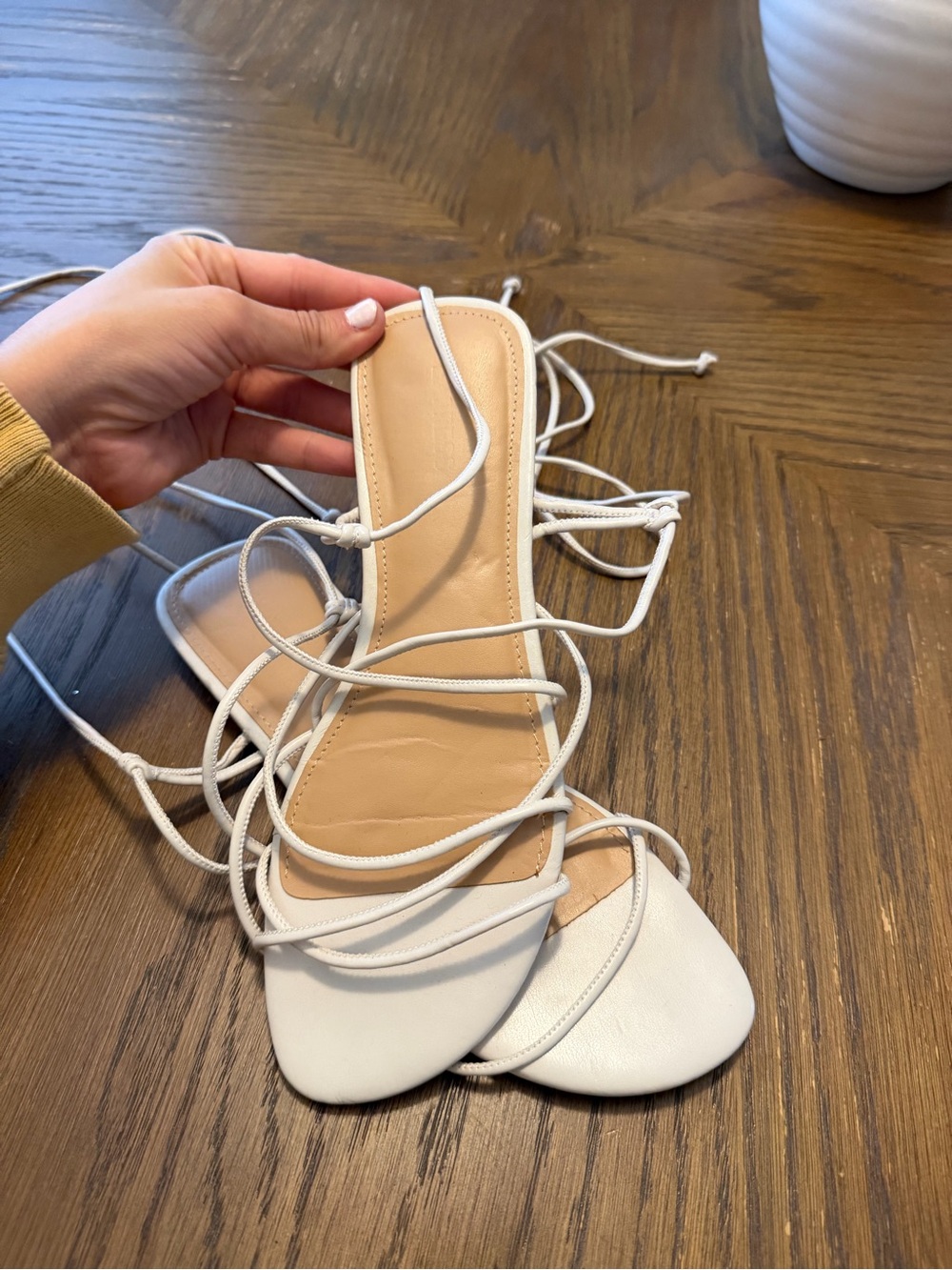 Express White Lace-Up Strappy Sandals